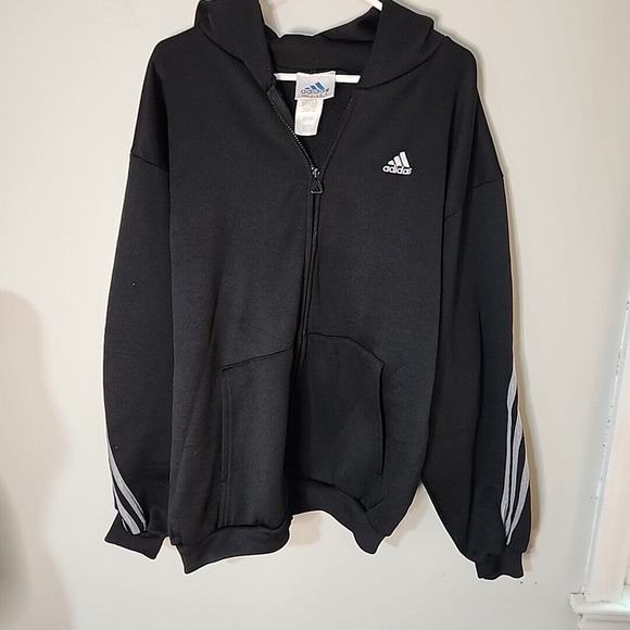 VTG 90's EUC Adidas Hoodie Mens Large Must‎ Have 3 Stripes Full Zip Sweatshirt - Picture 6 of 13